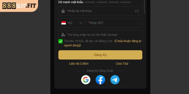 Đăng ký 888slot 1 Đăng ký 888SLOT thuận lợi với các điều khoản