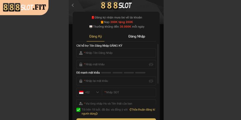 Đăng ký 888slot 2 Tiến hành quy trình đăng ký 888SLOT